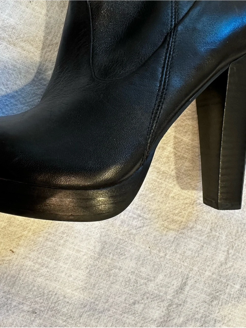 Jessica Simpson Black Leather Over-the-Knee Platform Boots